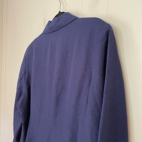 Jessica London Blazer Jacket Linen Blend Blue Long Length Pockets Size 18 Tall - Picture 10 of 15